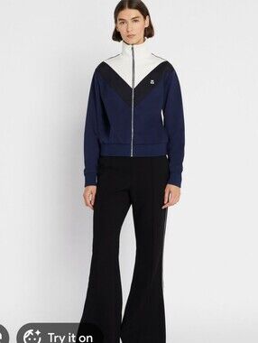 Tory Burch Navy, Black & White Colorblock Track Jacket